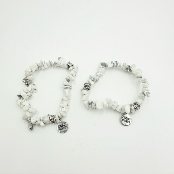 Kinsley Armelle HOWLITE SILVER PEPPER Bracelet Two Sets - Picture 3 of 5